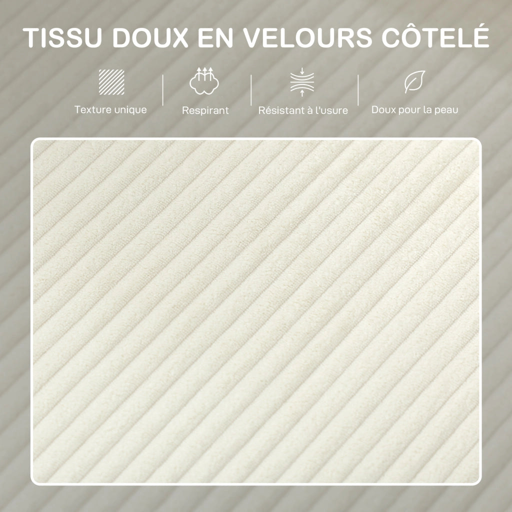 Divano 3 Posti in Velluto ¨C zephmum ¨C Beige 192x80x84.5cm