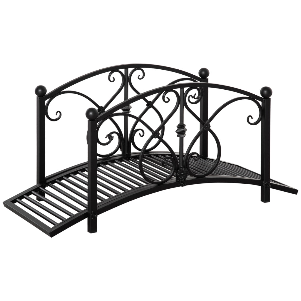 Ponte da giardino con ringhiera ¨C Minimal ¨C 102x48x49 cm nero
