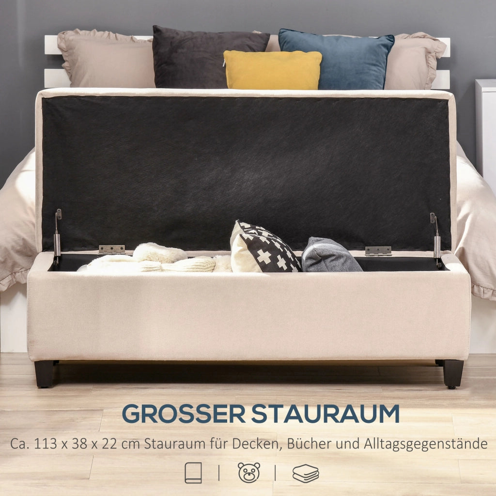 Divano letto contenitore imbottito ¨C zephmum ¨C beige 125x49x41.5 cm