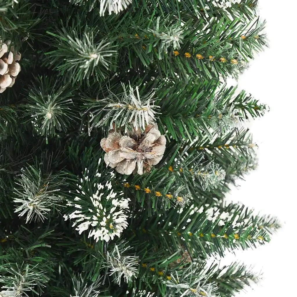 Albero di Natale Artificiale Sottile Verde e Bianco 210 cm 3395312