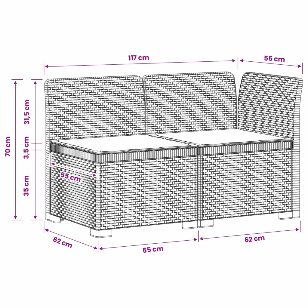 Divano da esterno-Divano da Giardino a 2 Posti con Cuscini Aspetto Rattan PP 810584