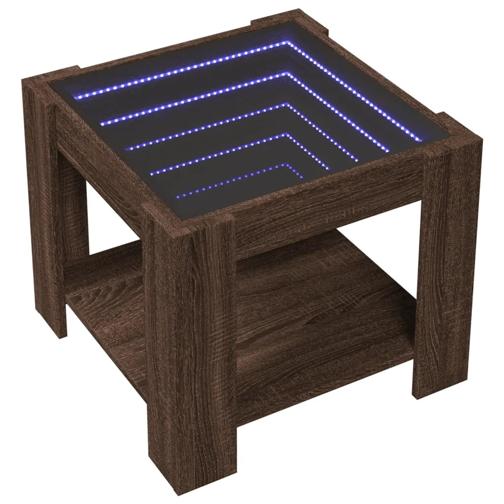 Tavolino Salotto con LED Rovere Marrone 53x53x45 cm Multistrato 847545