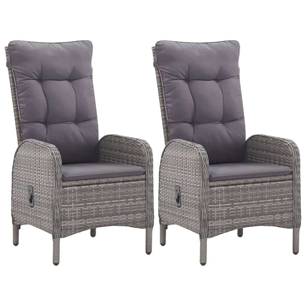 Set da Pranzo da Giardino 3 pz | Set Salotto da Giardino in Polyrattan e Vetro Grigio