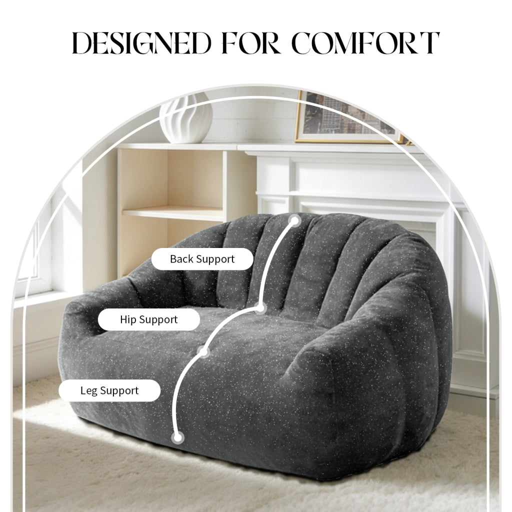 Poltrona pouf a zampa d'orso con seduta ampia e design ergonomico per soggiorno in flanella grigio