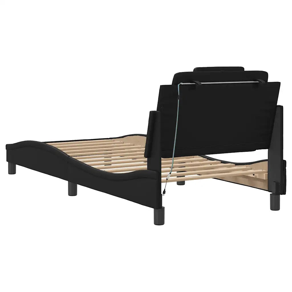 Letto singolo | Letto per adulti | Giroletto Viana con LED senza Materasso Nero 90x200 cm