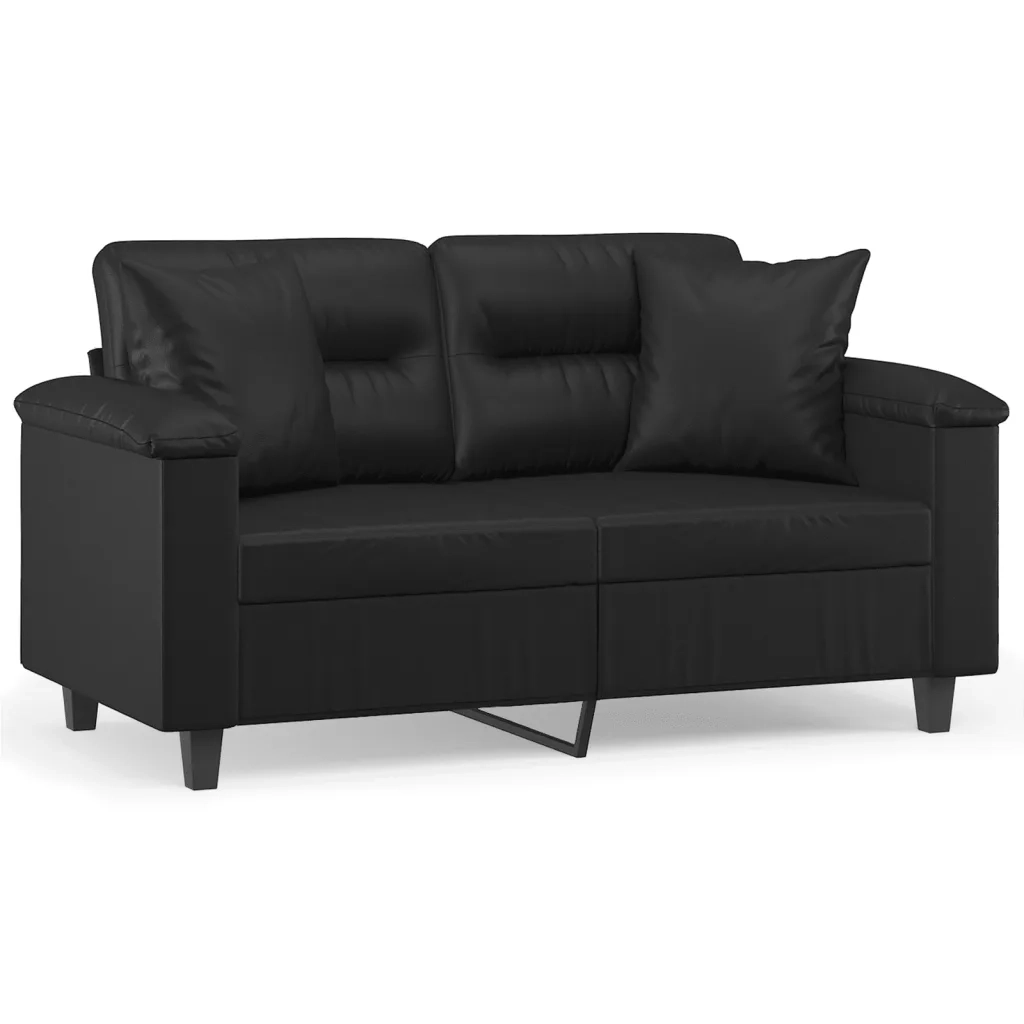 Divano a 2 Posti con Cuscini-Sofa 2 Posti con Cuscini Nero 120 cm in Similpelle 649286