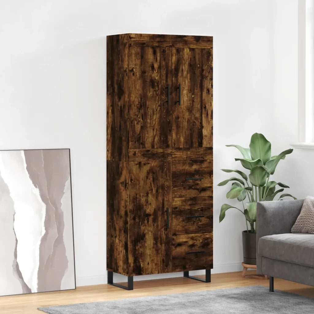 Credenza | Madia | Buffet da pranzo | Armadio da pranzo Rovere Fumo 69,5x34x180 cm in Legno Multistrato