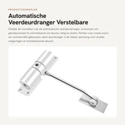Blocco Porta Automatico - Regolabile - Lega di Alluminio - Riduzione Rumore - Adatto per Porte fino a 10 kg - Incluso: Viti - Chiave di Blocco Porta