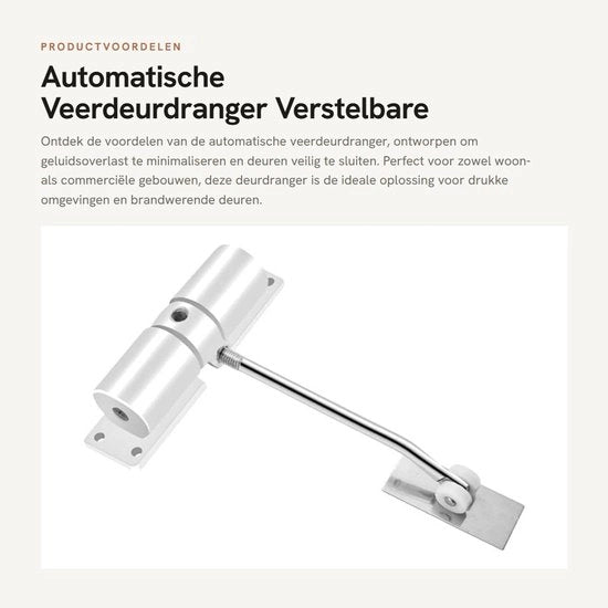 Blocco Porta Automatico - Regolabile - Lega di Alluminio - Riduzione Rumore - Adatto per Porte fino a 10 kg - Incluso: Viti - Chiave di Blocco Porta