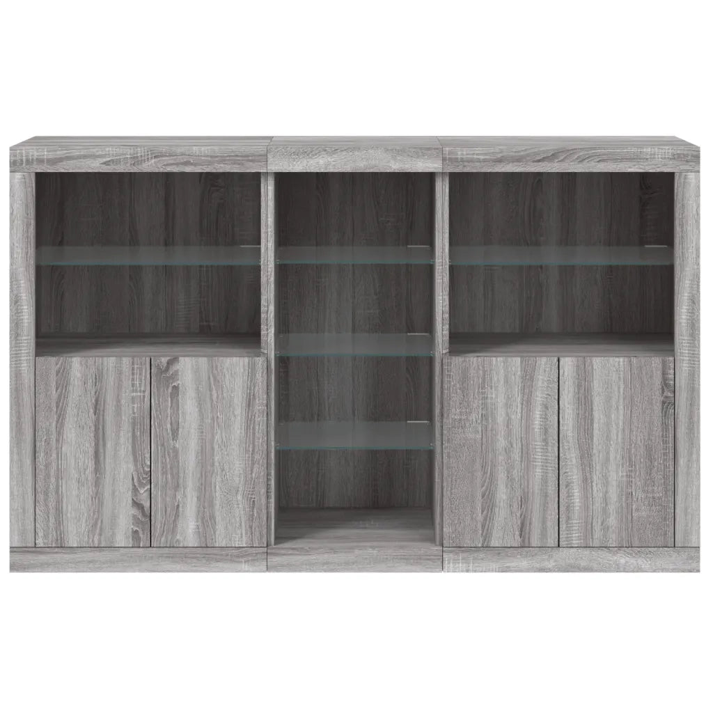Credenza | Madia | Buffet da pranzo | Armadio da pranzo con Luci LED Grigio Sonoma 162x37x100 cm