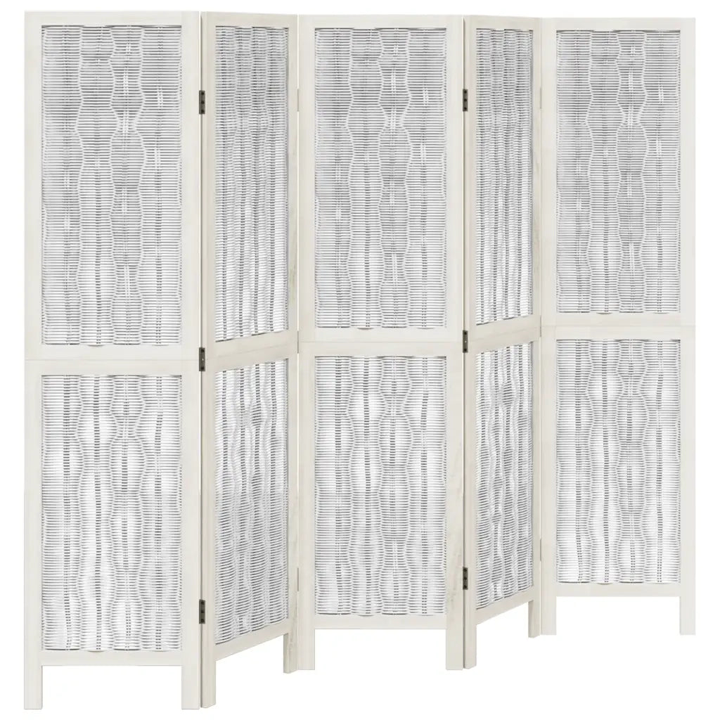 Divisorio Ambienti 5Pannelli Bianco Legno Massello di Paulownia 358677