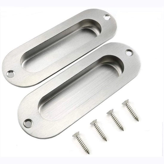 Set di Maniglie per Porte Scorrevoli 2 pezzi - Maniglie Invasi - Materiale Inox - Per Porte Scorrevoli/Cassetti - Compreso 4 Viti - 120 x 40 x 14mm - Maniglia a Leva