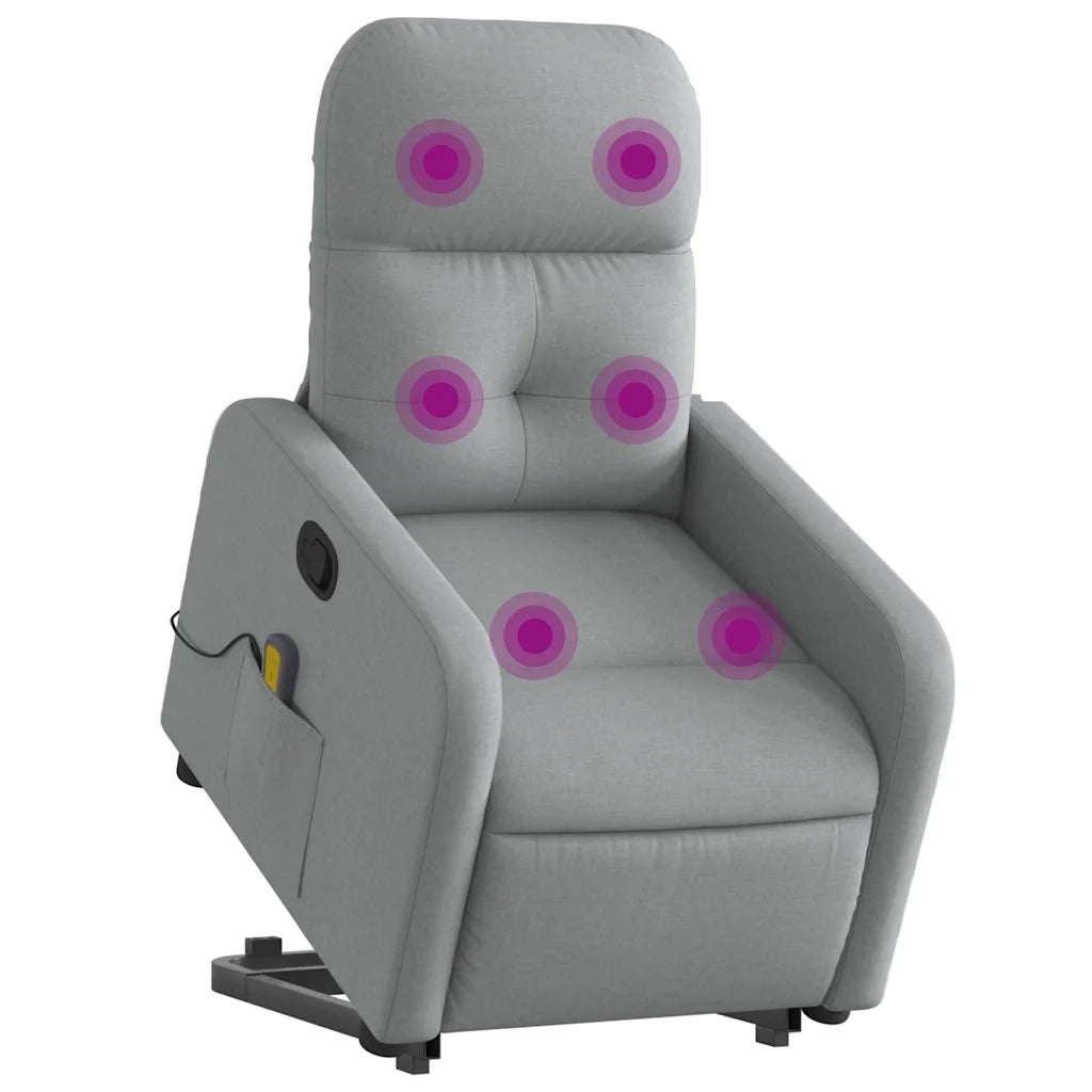 Poltrona Alzapersona Massaggi Reclinabile Grigio Chiaro Tessuto 3206804