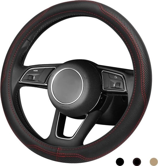 Stuoia di guida in pelle auto, stuoia di guida pesante duty, stuoia di guida respiro antislip, stuoia di guida universale morbida per accessori auto interno 37-38cm / 15'' (nero rosso)