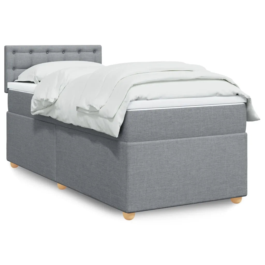 Letto singolo | Letto per adulti | Giroletto a Molle con Materasso Grigio Chiaro 80x200 cm Tessuto
