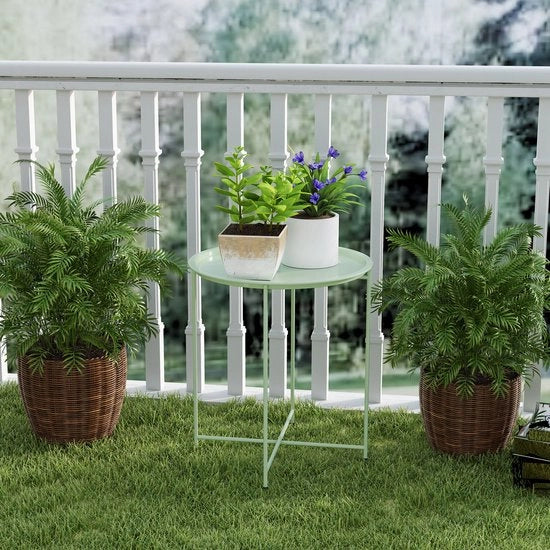 Tavolo da Giardino - Acciaio - Ripiegabile - Rimovibile Piastra di Servizio - Forma Circolare
