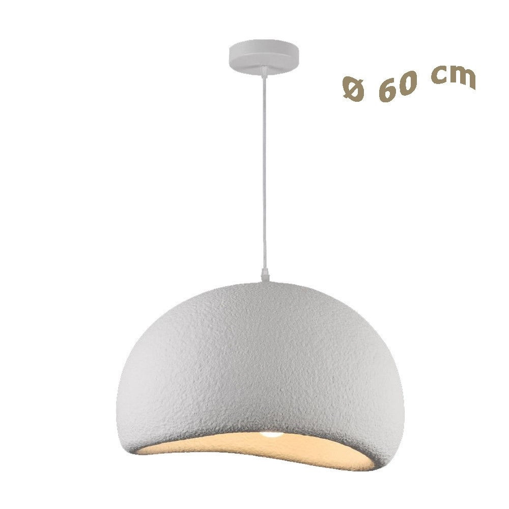 Trade Shop - Lampadario A Sospensione Soffitto Effetto Pietra Bianco ø40/50/60cm Attacco E27 Ip20 B16-b -    -60 Cm   -