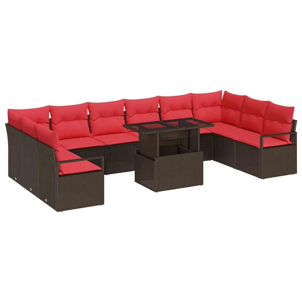 Set Divano da Giardino con cuscino 11 pcs Marrone polyrattan 3357637