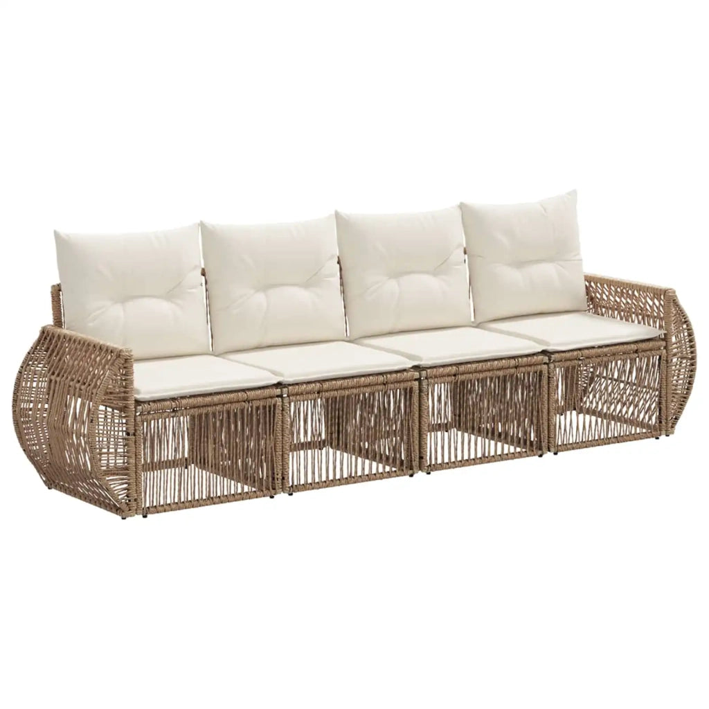 Set Divano da Giardino 4 pz Beige e Bianco Crema polyrattan 3435342