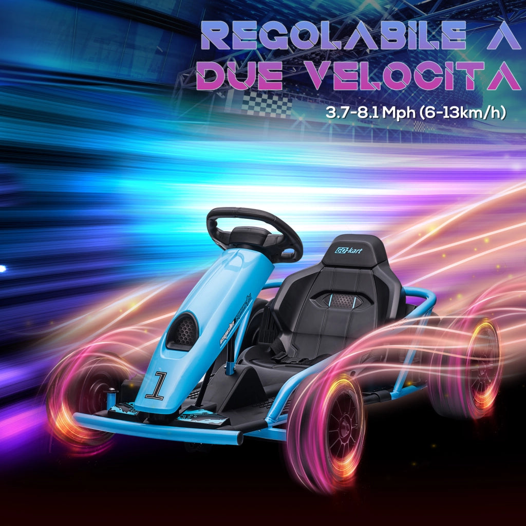 Go-Kart Elettrico per Bambini ¨C Minimal ¨C Blu e Nero 115x77x54 cm