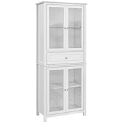 Armadio Cucina Vetrina con Ante a Vetro e Cassetto ¨C Zephmum ¨C Bianco 74x35,5x181,5 cm