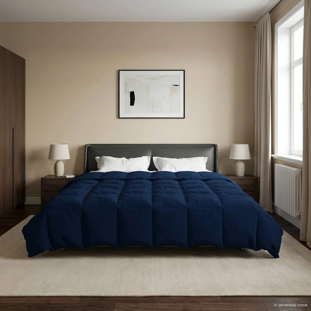 Duvet Invernale Trapuntato Blu Scuro 240 x 260 cm Microfibra 42026144