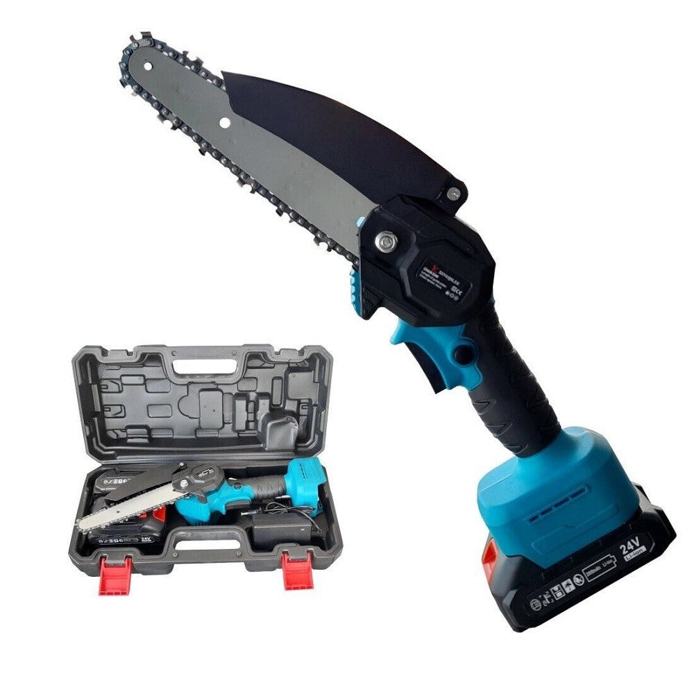 Trade Shop - Mini Elettrosega A Doppia Batteria 24v Motosega Elettrica Tagliarami 6'' Pin -
