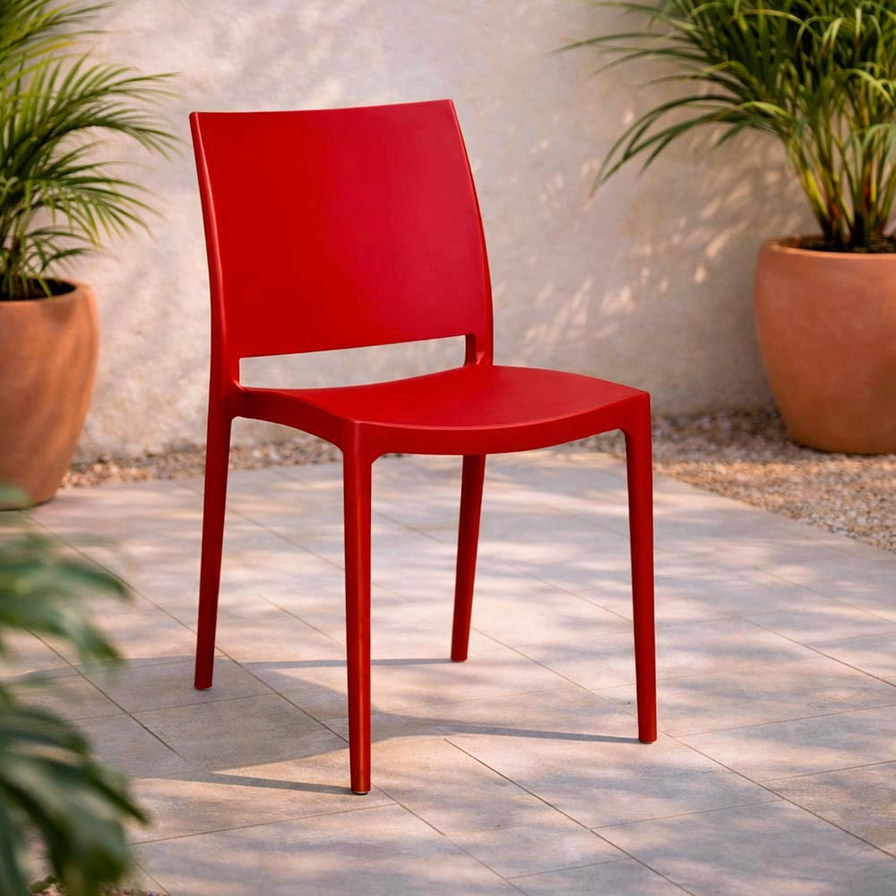 Sedia da sala da pranzo Altea in plastica colore rosso modello comfort