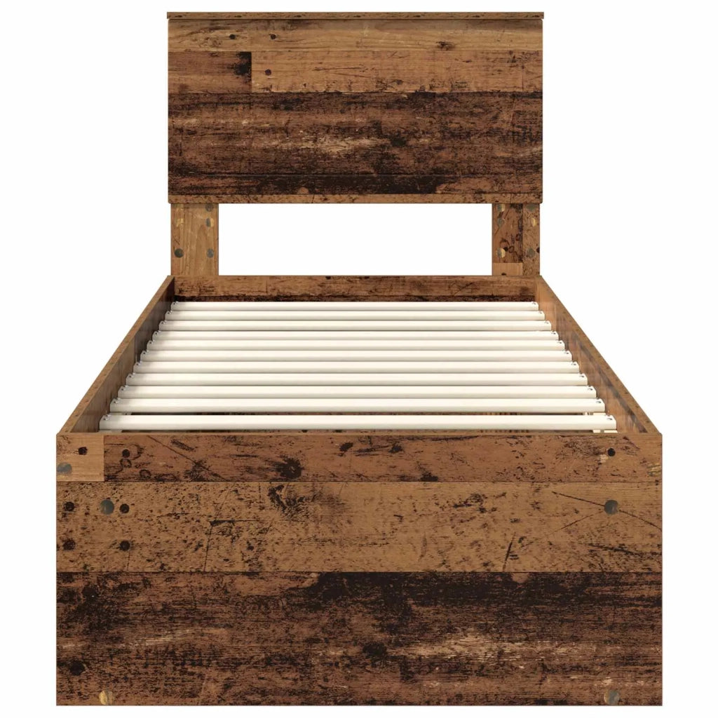 Letto singolo | Letto per adulti | Struttura del letto Legno vecchio 75 x 190 cm Pino massello