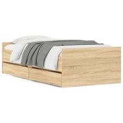 Letto singolo | Letto per adulti | Giroletto con Cassetti Rovere Sonoma 90x190 cm