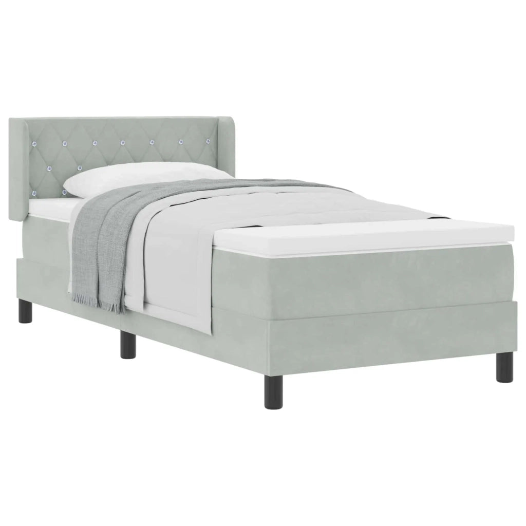 Letto a molle con testiera-Rete con Testiera Grigio chiaro 190 x 90 cm Poliestere 162341
