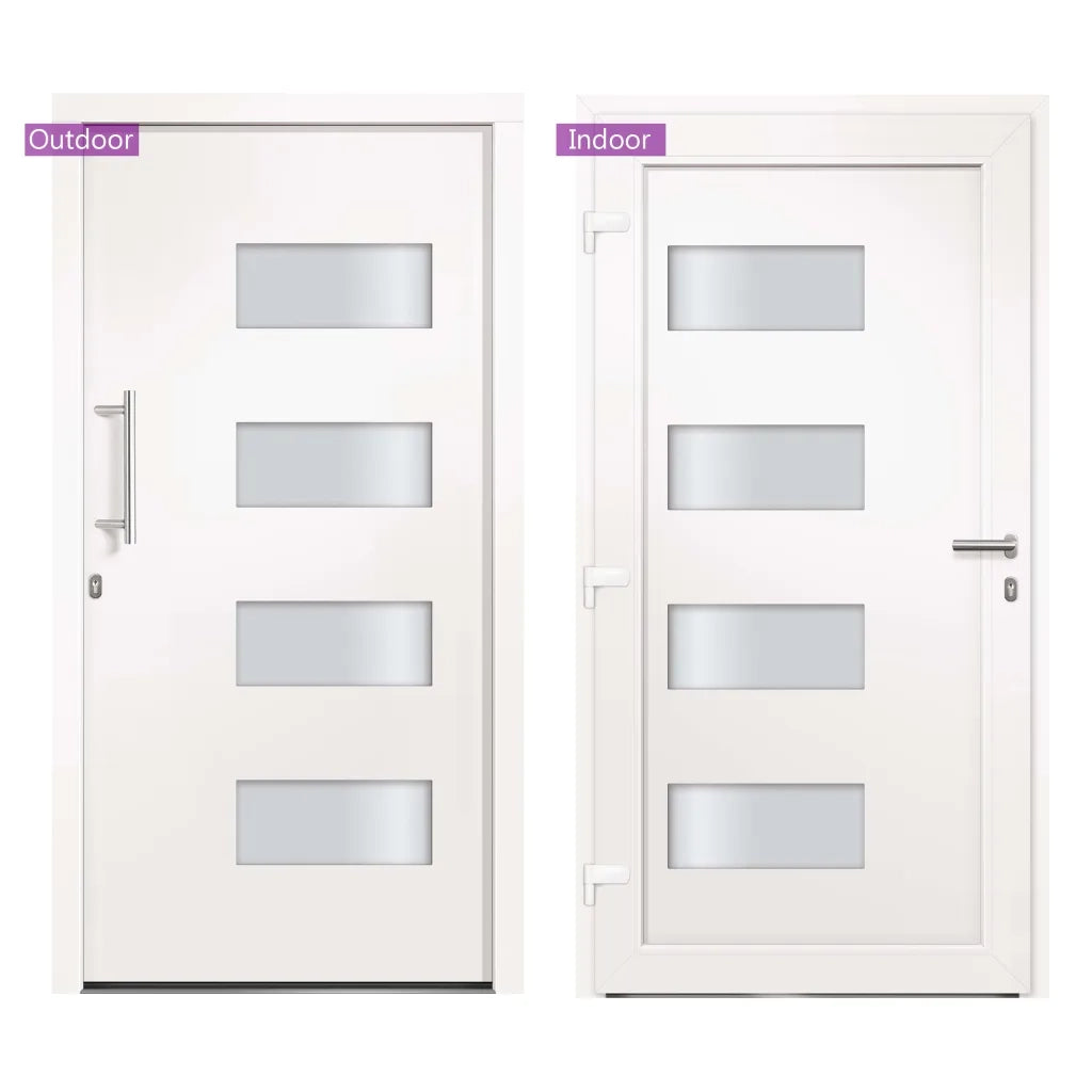 Porta d'Ingresso in Alluminio e PVC Bianco 110x210 cm