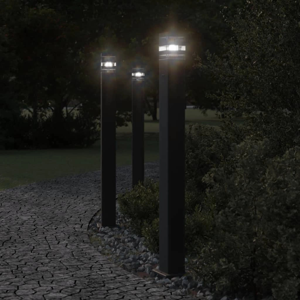 Lampada da terra per esterni con portalampada in alluminio nero da 110 cm 02_0042528