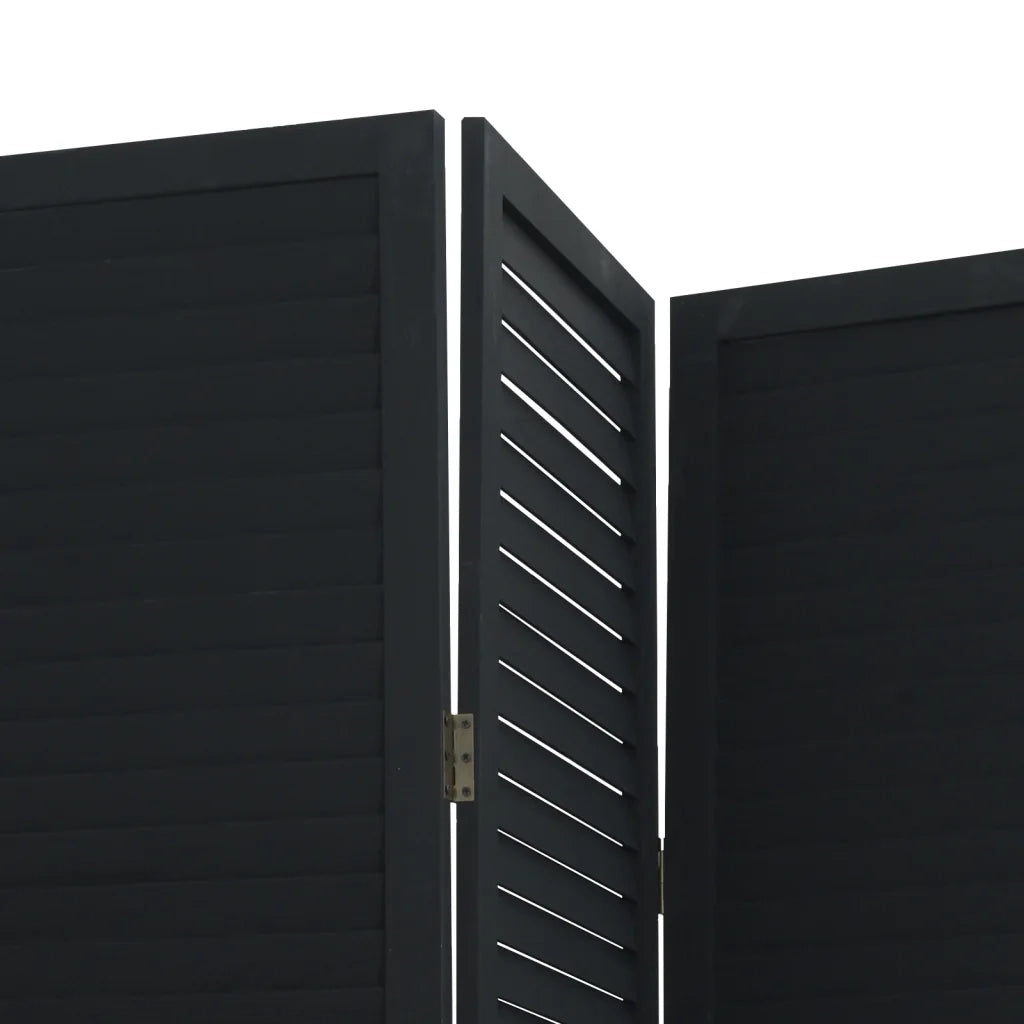 Divisorio Ambienti | Divider per stanze | Paravento 5 Pannelli Nero Legno Massello di Paulownia