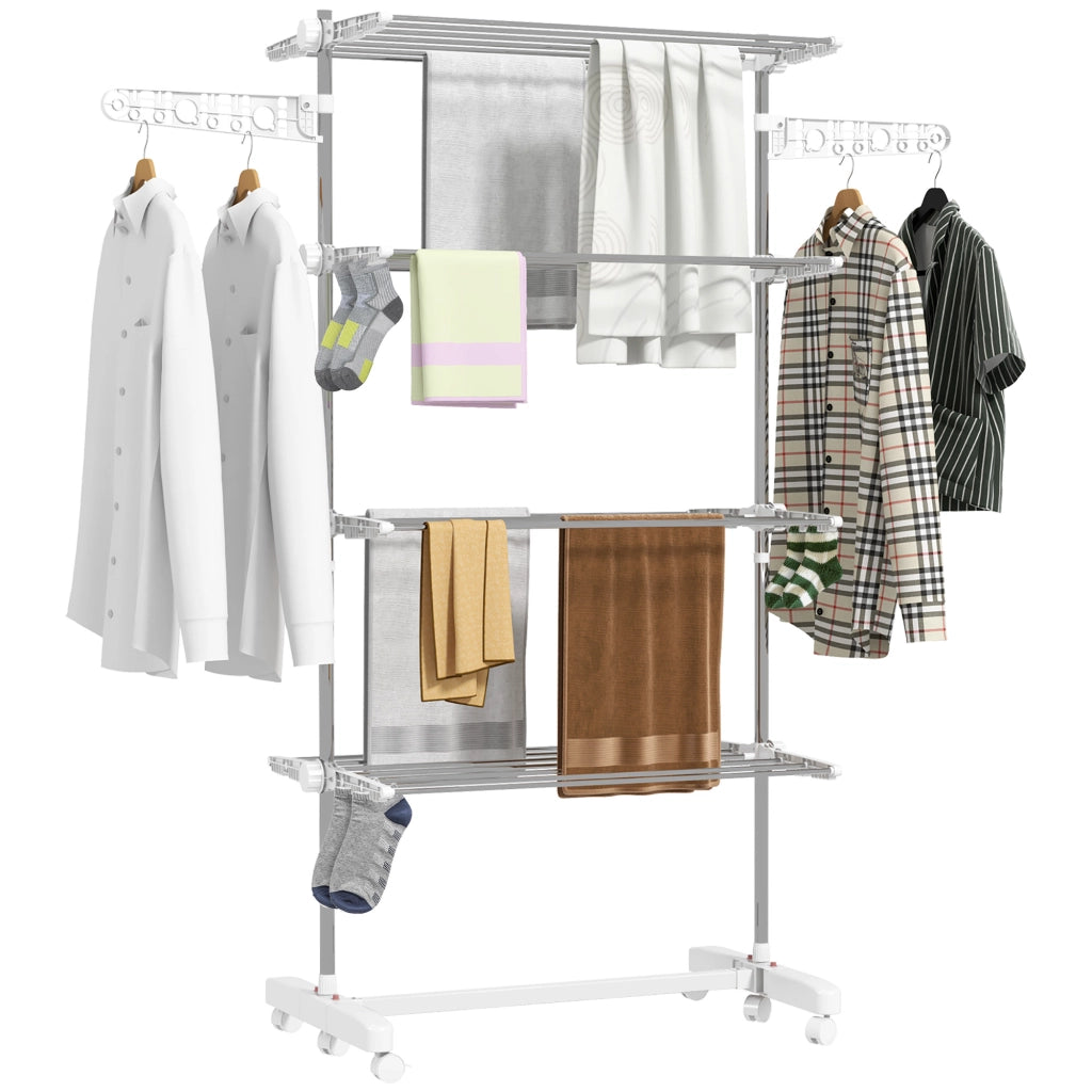 Stendibiancheria pieghevole con ali laterali per interno ed esterno ¨C zephmum ¨C bianco 142x55x172 cm