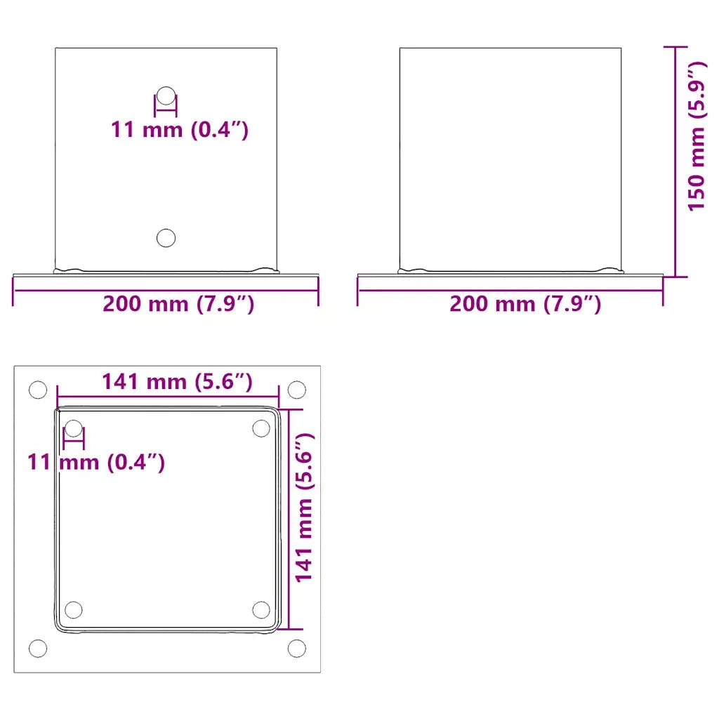 Basi Pali Quadrati 12 pz 141x141 mm Acciaio Verniciato Polvere CFW3604860