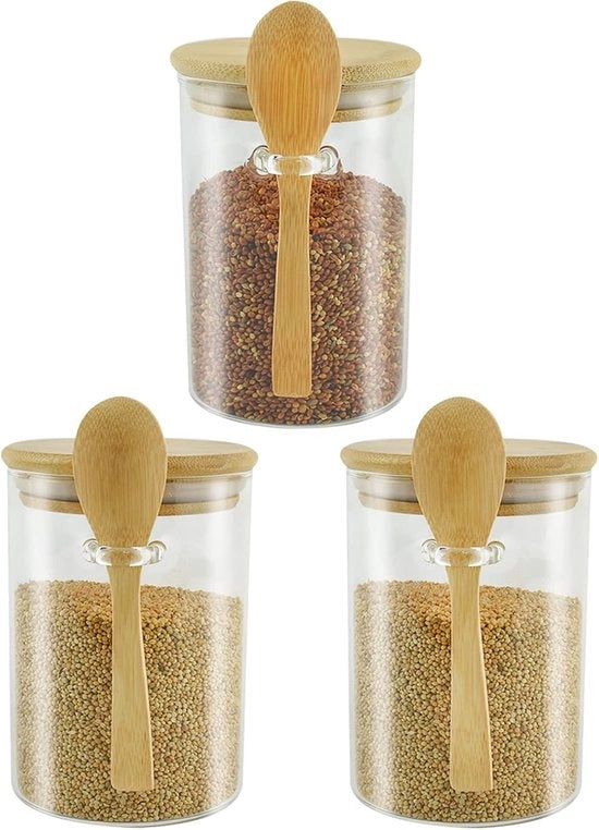 Set di contenitori di stoccaggio in vetro - set da 3 - 600 ml - ermetici