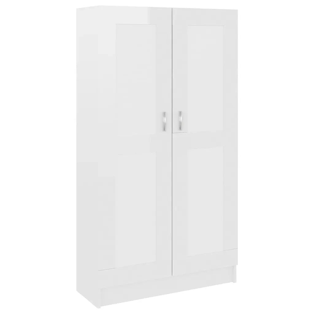 Libreria-Scaffale per Libri-Mobile di Stoccaggio Bianco Lucido 82,5x30,5x150 cm in Legno Multistrato