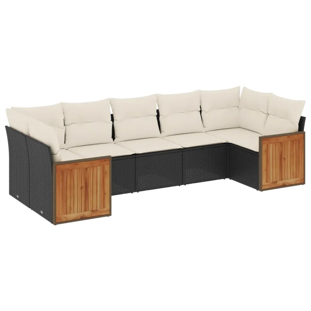 Set Divani da Giardino con Cuscini 7pz Nero Polyrattan 3260348