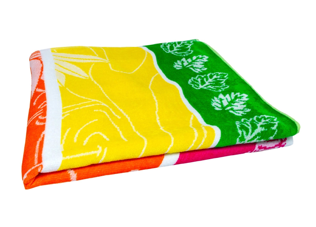 Telo Mare Jacquard Spugna Asciugamano Spiaggia Disegno Flamingo Family - Telo Mare - Multicolor