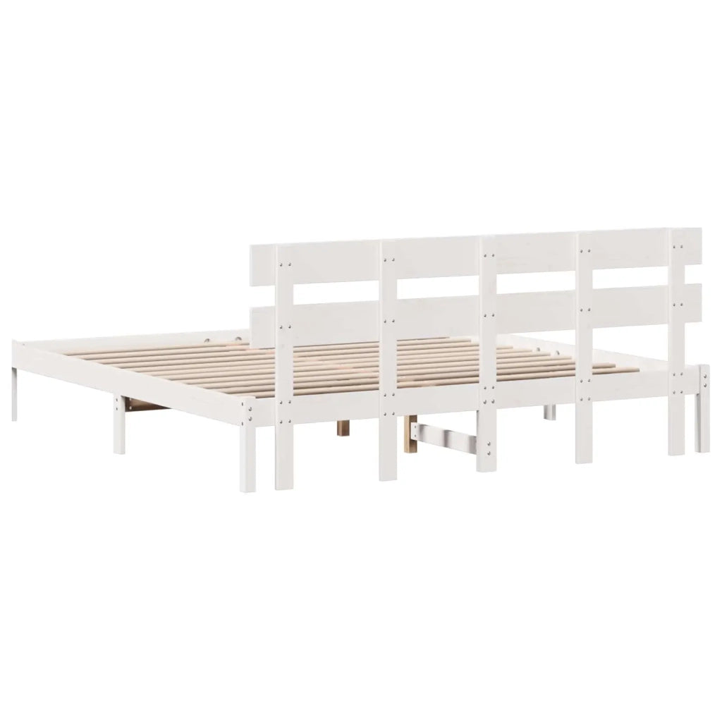 Struttura del letto-Giroletto-Rete del Letto Bianco 200 x 200 cm Legno massello di pino 266458