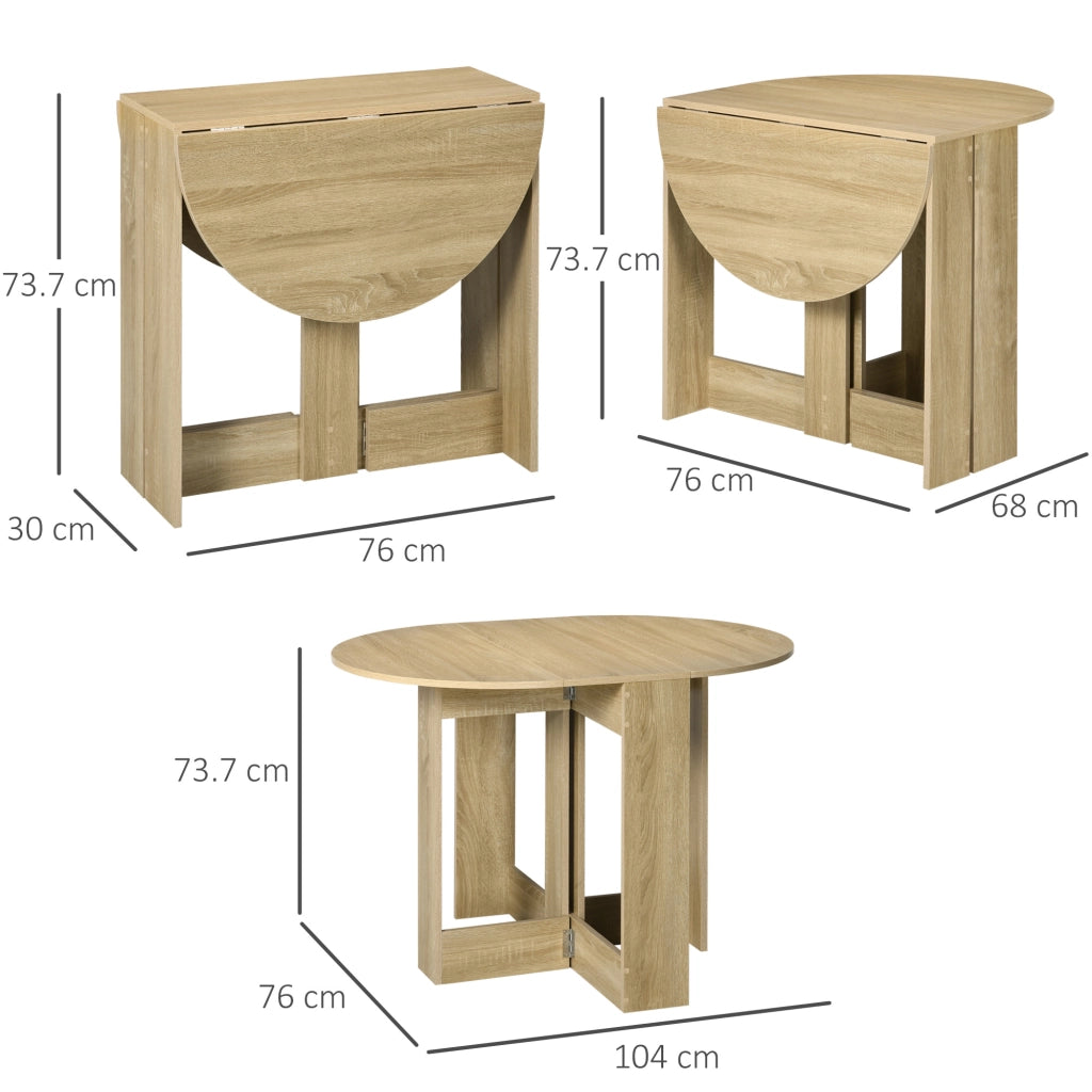 Tavolo Pieghevole da Pranzo a 2 Ribalte. Tavolo Consolle in Legno Salvaspazio. Rovere