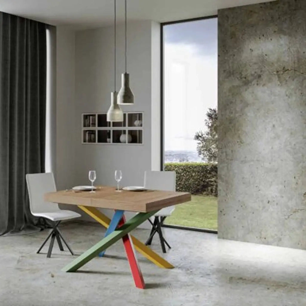 Tavolo allungabile 130/234x90 cm Volantis Premium colore quercia natura gambe multicolore 4/B