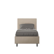 BS COM Letto singolo con rete imbottito 80x210 similpelle tortora