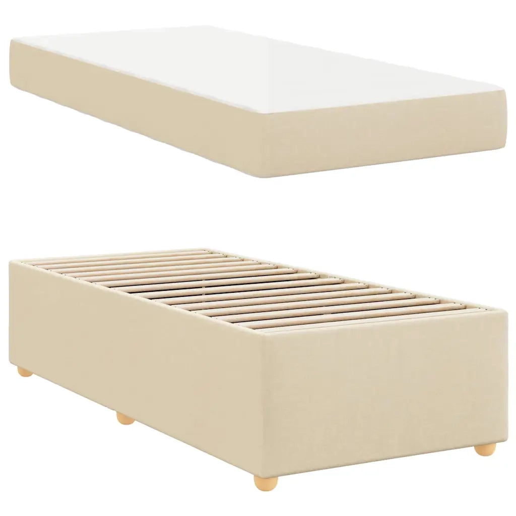 Struttura del letto con materasso Crema 90 x 190 cm Tessuto
