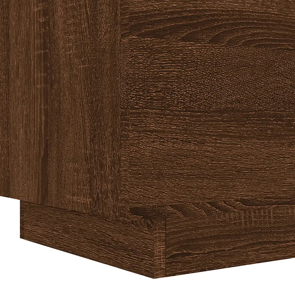 Comodino con Luci LED Rovere Marrone in Legno Multistrato 836747