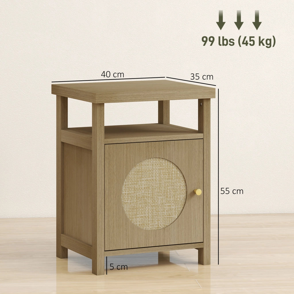 Comodino con Anta in Rattan ¨C Xylo ¨C Legno Naturale 40x35x55 cm