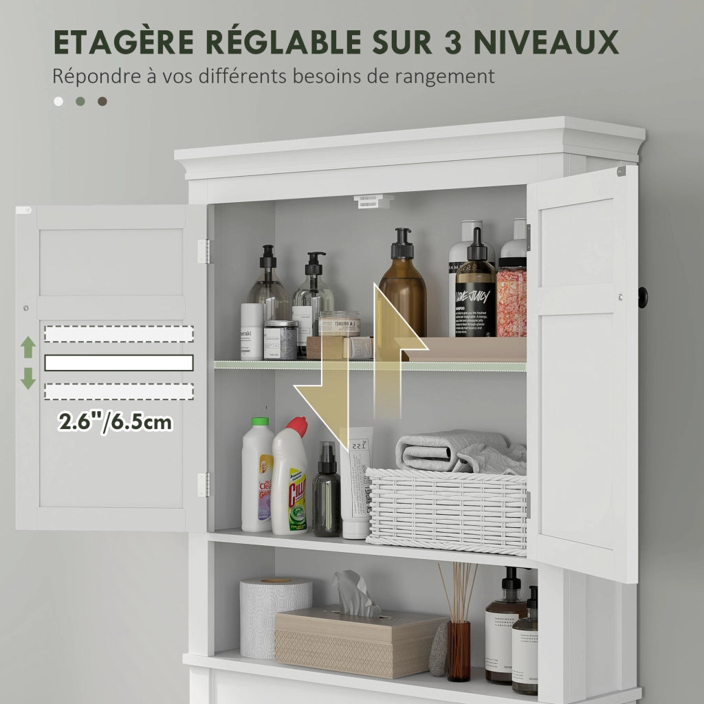 Mobile Bagno 2 Ante Sospeso con Ripiani Regolabili ¨C Minimal ¨C Bianco