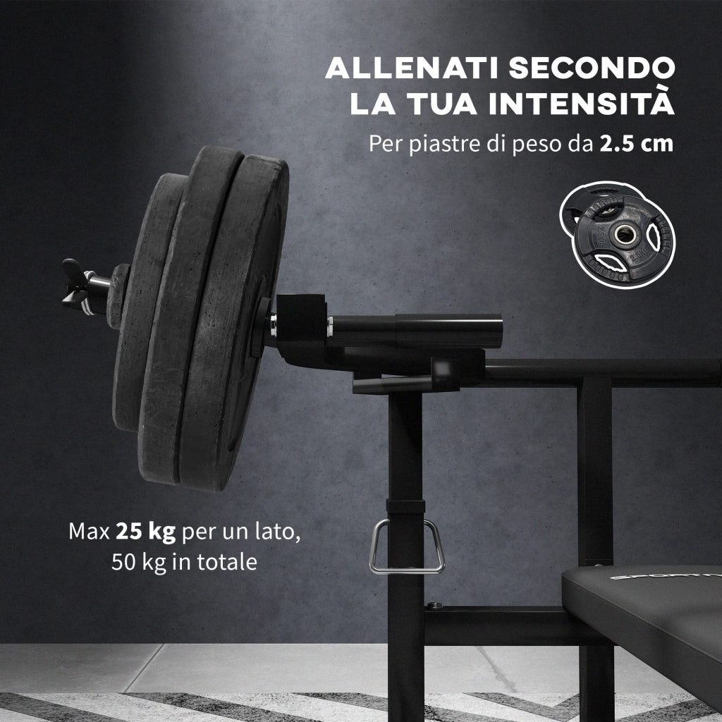 Panchetta per Pectorali Regolabile in Acciaio ¨C zephmum ¨C 150x150x60-85 cm, Nero