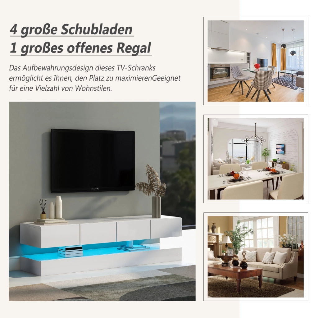 Cassettiera TV bianca in MDF lunghezza 130 cm
